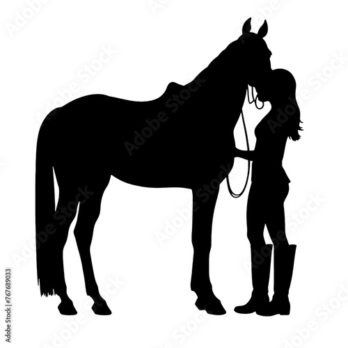 horse and girl Silhouette 
