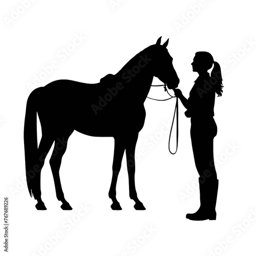 horse and girl Silhouette 