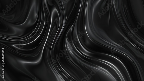 A black and white image of a black fabric with a wavy pattern. The image has a moody and mysterious feel to it © Dawid