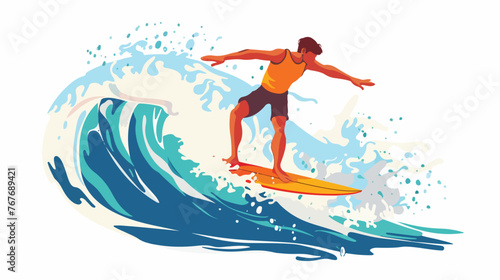 Surfing Flat vector isolated on white background 
