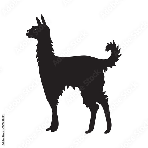Alpaca clipart on a white background silhouette