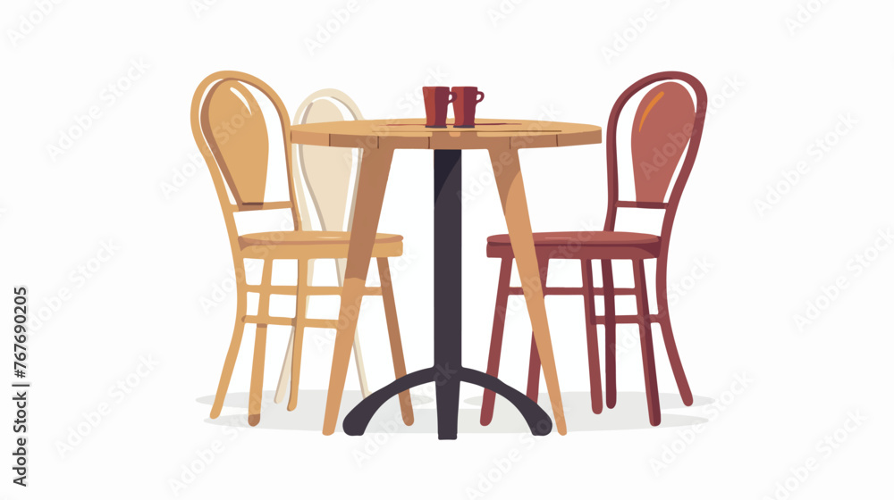 Table at a Cafe Flat vector isolated on white background