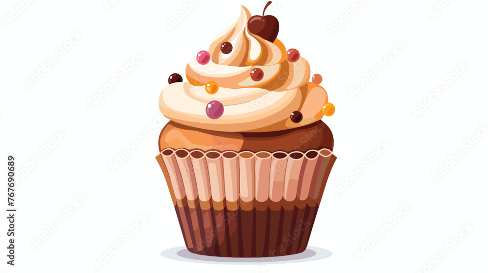 Tasty Cupcake Flat vector isolated on white background