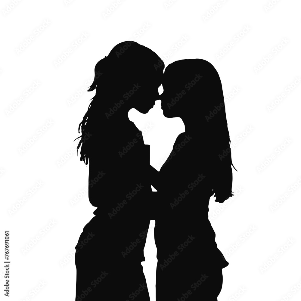 Young female lesbian couple hugging and kissing each other. LGBT couple, lesbian couple