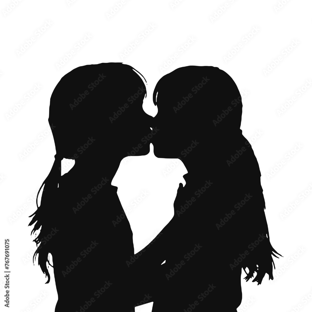 Young female lesbian couple hugging and kissing each other. LGBT couple, lesbian couple