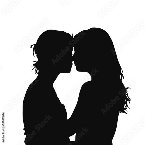 Young female lesbian couple hugging and kissing each other. LGBT couple, lesbian couple