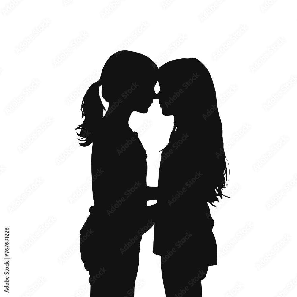 Young female lesbian couple hugging and kissing each other. LGBT couple, lesbian couple