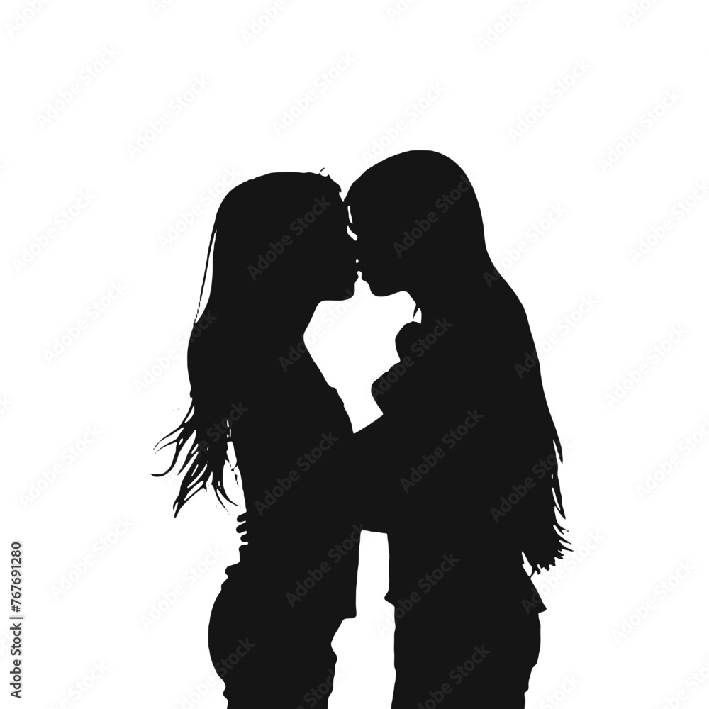 Young female lesbian couple hugging and kissing each other. LGBT couple, lesbian couple