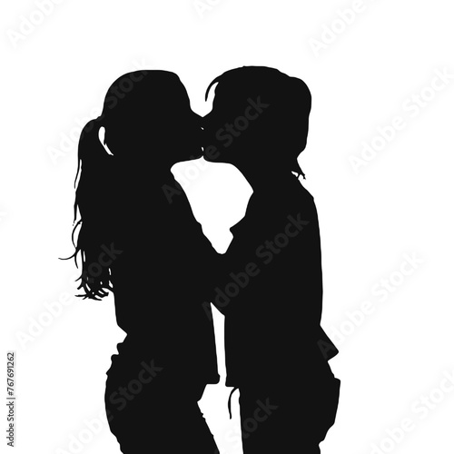 Young female lesbian couple hugging and kissing each other. LGBT couple, lesbian couple