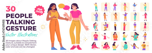 Character Illustration. Mega Set. Collection scenes of people talking, commucation, talk, speak, speech, conversation activity. Vector Illustration