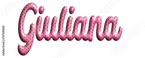 Giuliana - pink color with dots, fabric style -name - three-dimensional effect tubular writing - Vector graphics - Word for greetings, banners, card, prints, cricut, silhouette, sublimation
