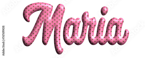 Maria - pink color with dots, fabric style -name - three-dimensional effect tubular writing - Vector graphics - Word for greetings, banners, card, prints, cricut, silhouette, sublimation
