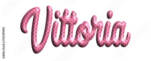 Vittoria - pink color with dots, fabric style -name - three-dimensional effect tubular writing - Vector graphics - Word for greetings, banners, card, prints, cricut, silhouette, sublimation
