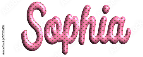 Sophia - pink color with dots, fabric style -name - three-dimensional effect tubular writing - Vector graphics - Word for greetings, banners, card, prints, cricut, silhouette, sublimation
