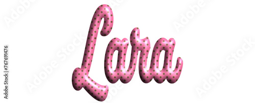 Lara - pink color with dots, fabric style -name - three-dimensional effect tubular writing - Vector graphics - Word for greetings, banners, card, prints, cricut, silhouette, sublimation
