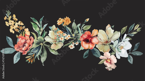 The garland of flowers. Watercolor decorative ornamen photo