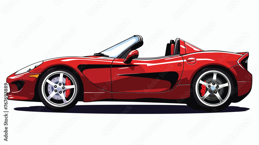 Detail of a red sportscar.. flat vector isolated on white
