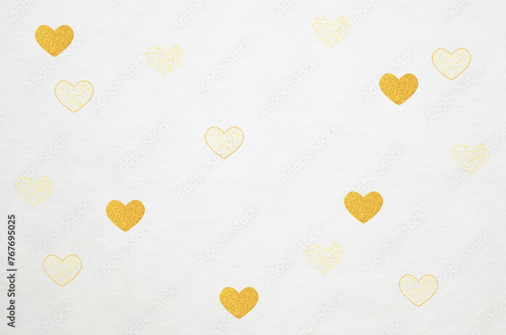 Washi paper texture with golden hearts. Luxury abstract Japanese style background. Washi paper texture with golden hearts. Luxury abstract Japanese style background.