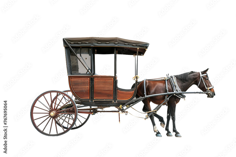 Horse Carriage On Transparent Background.