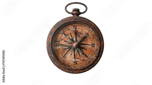 Rust-Colored Compass on Transparent Background PNG