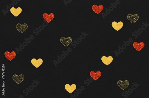 Washi paper texture with golden hearts. Luxury abstract Japanese style background.