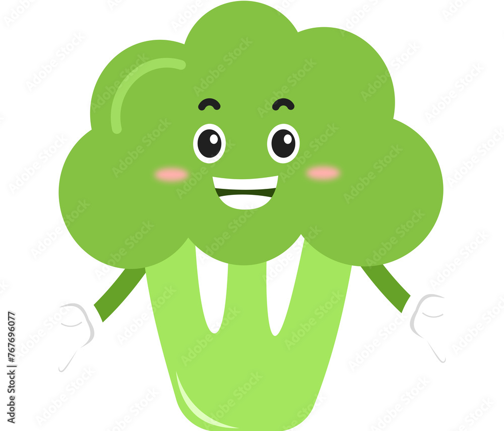 Obraz premium cute broccoli cartoon character. cute vegetable