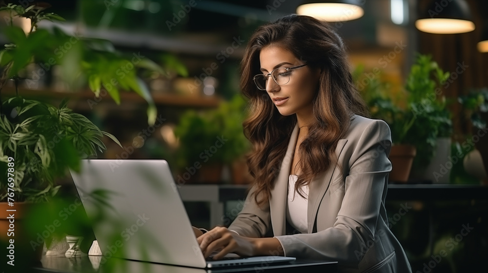Female hands office manager typing on laptop, closeup of hands on black keyboard. Closeup of businesswoman typing on laptop computer Female hands office manager typing on laptop, closeup of hands on black keyboard. Closeup of businesswoman typing on laptop computer
