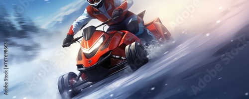 Dynamic Snowmobile Race in Action