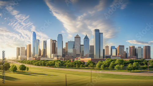 Scenic Sunset Skyline View of Bustling Metropolitan City