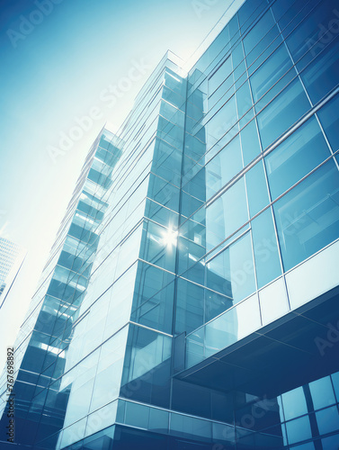 Modern Corporate Building under a Clear Blue Sky