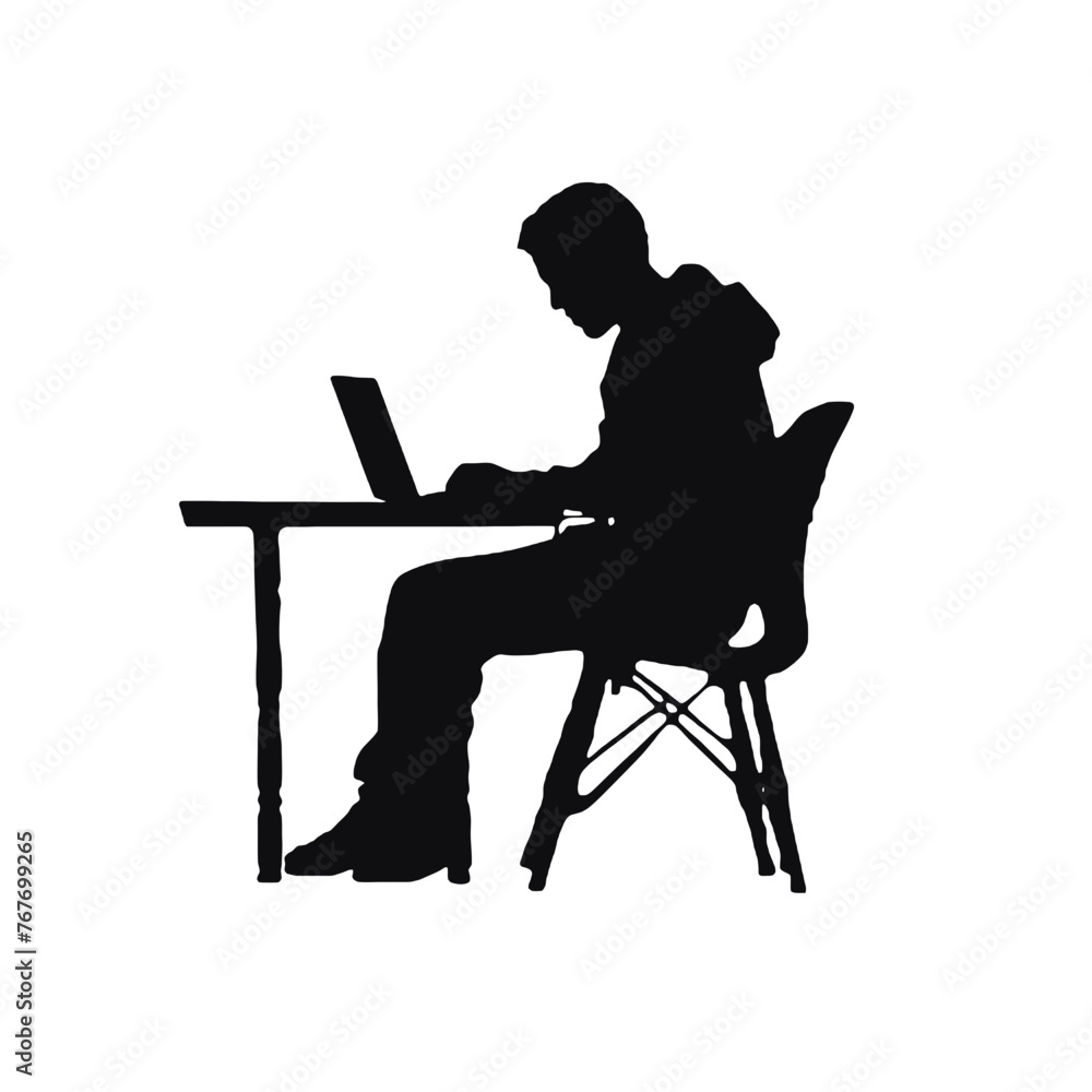Fototapeta premium man working on computer Silhouette 