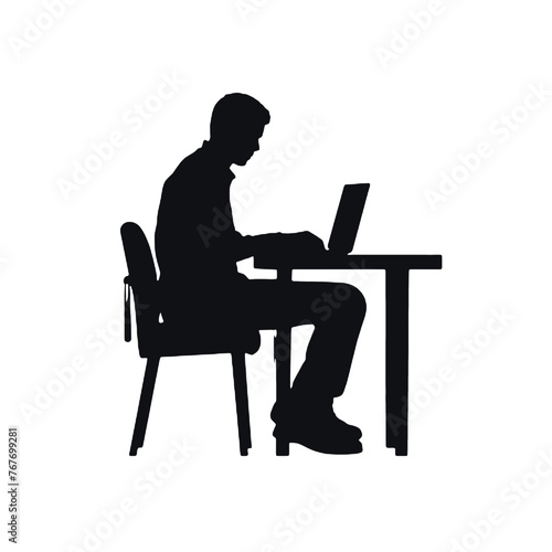 man working on computer Silhouette 