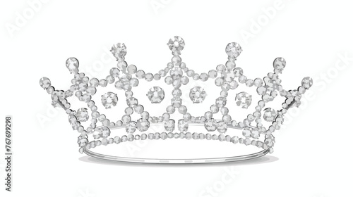 Silver crown with small diamonds. Vector illustration