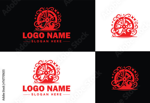 film reel logo icon vector for business brand app icon movie cinema theater video channel cinematography logo template
