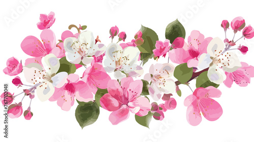 Spring Blossoms Pink and White Flowers Bloom with Ren