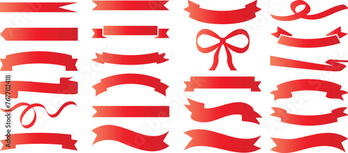 ribbon and banner collection, Red ribbons banners vector set