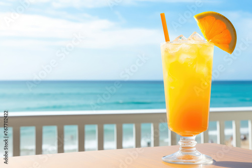 Tropical Orange Cocktail by the Sea