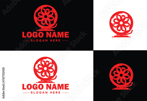 film reel logo icon vector for business brand app icon movie cinema theater video channel cinematography logo template
