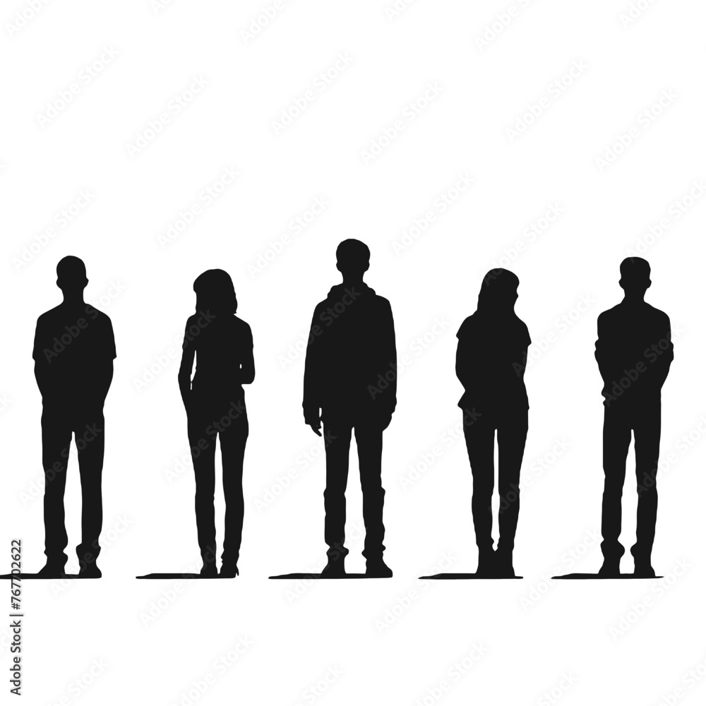 multiple business people standing silhouettes multiple business people standing silhouettes