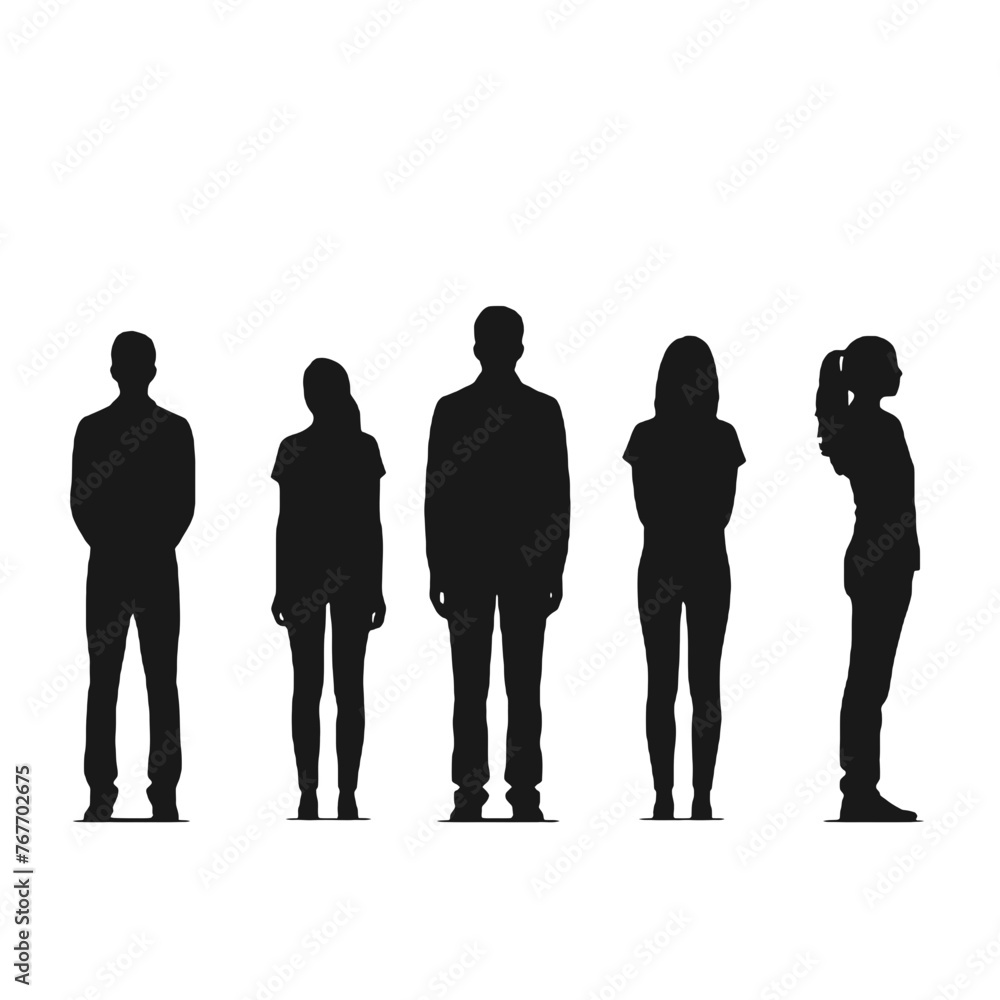 multiple business people standing silhouettes multiple business people standing silhouettes
