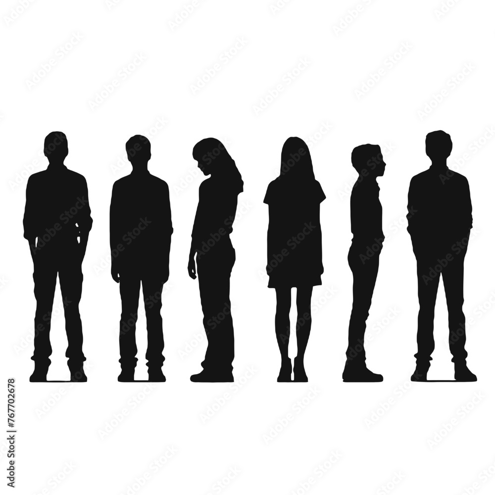 multiple business people standing silhouettes multiple business people standing silhouettes