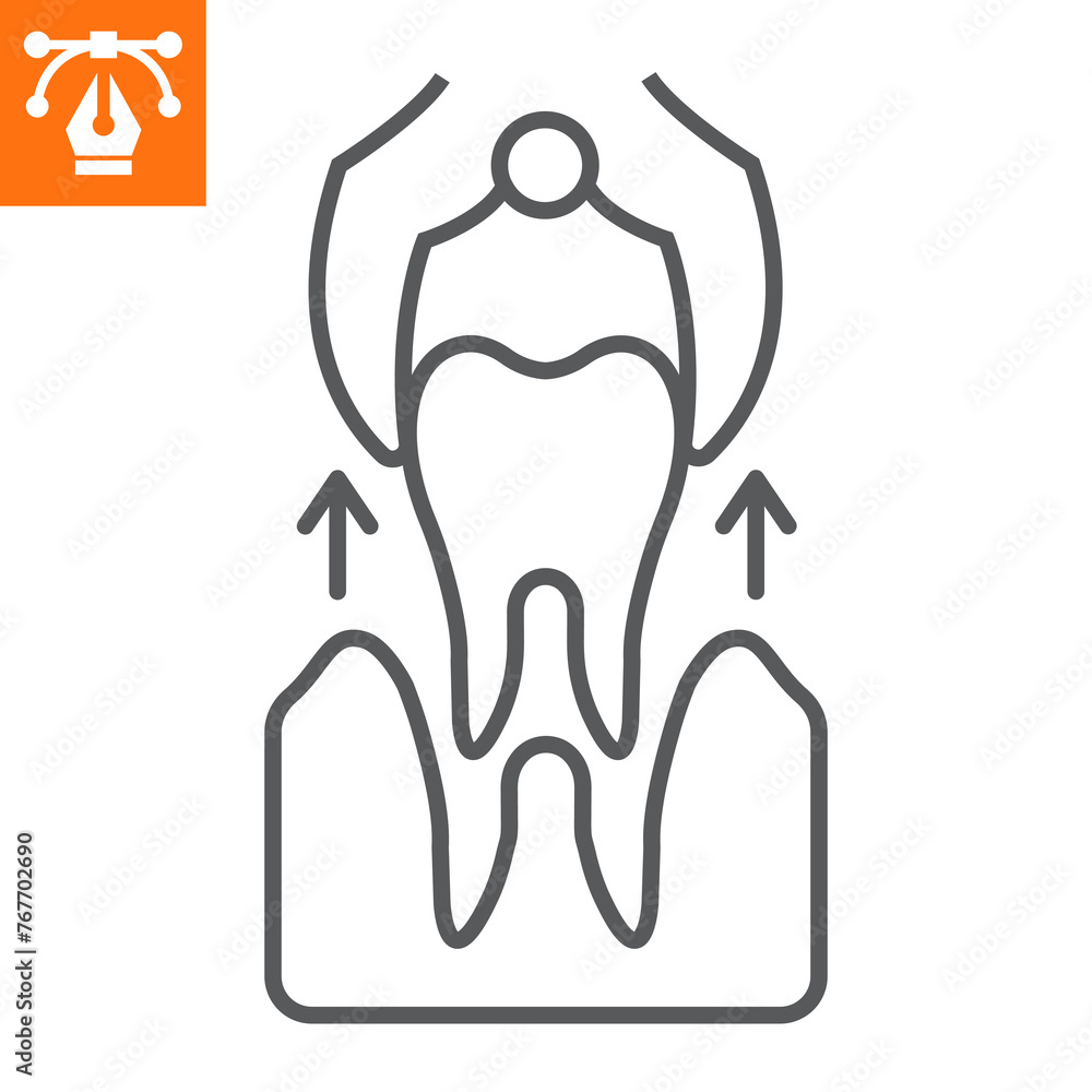 Tooth extraction line icon, outline style icon for web site or mobile app, dentistry and surgery, teeth remove vector icon, simple vector illustration, vector graphics. Tooth extraction line icon, outline style icon for web site or mobile app, dentistry and surgery, teeth remove vector icon, simple vector illustration, vector graphics.