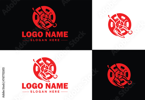 film reel logo icon vector for business brand app icon movie cinema theater video channel cinematography logo template