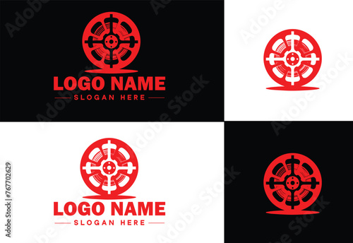 film reel logo icon vector for business brand app icon movie cinema theater video channel cinematography logo template