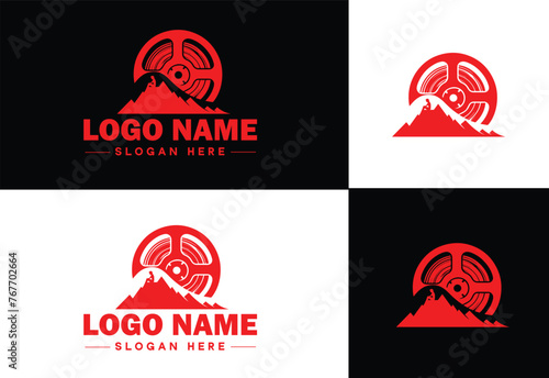 film reel logo icon vector for business brand app icon movie cinema theater video channel cinematography logo template