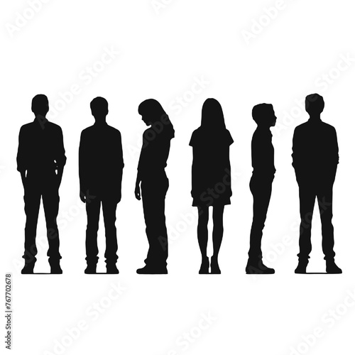 multiple business people standing silhouettes