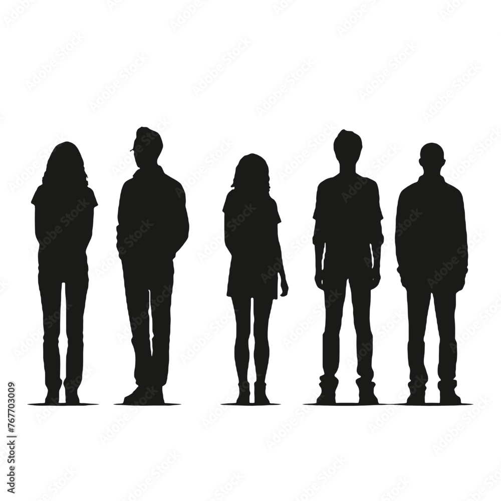 multiple business people standing silhouettes