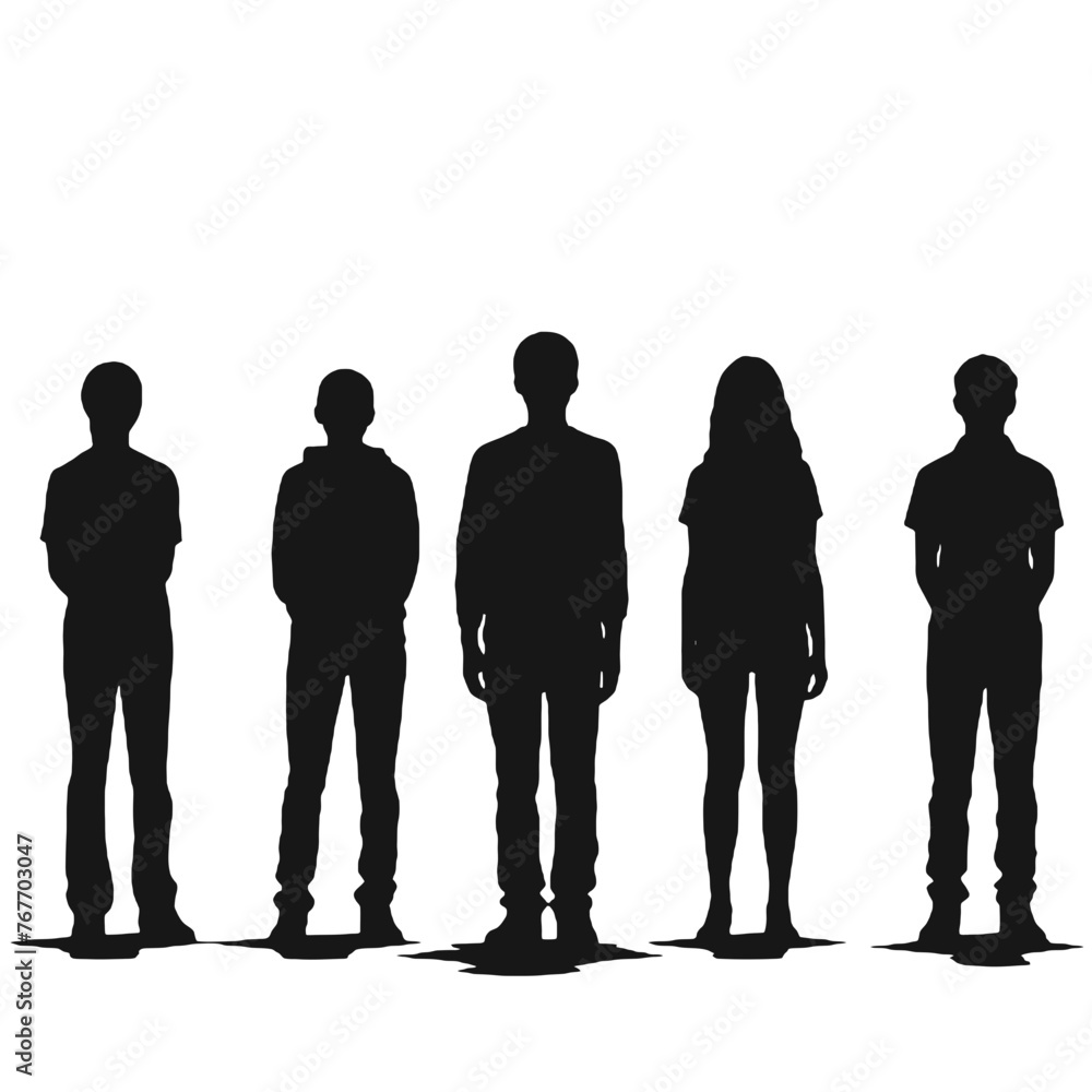 multiple business people standing silhouettes multiple business people standing silhouettes