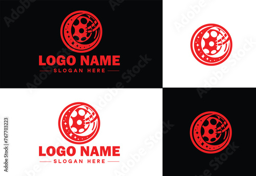 film reel logo icon vector for business brand app icon movie cinema theater video channel cinematography logo template