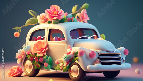 car with flowers